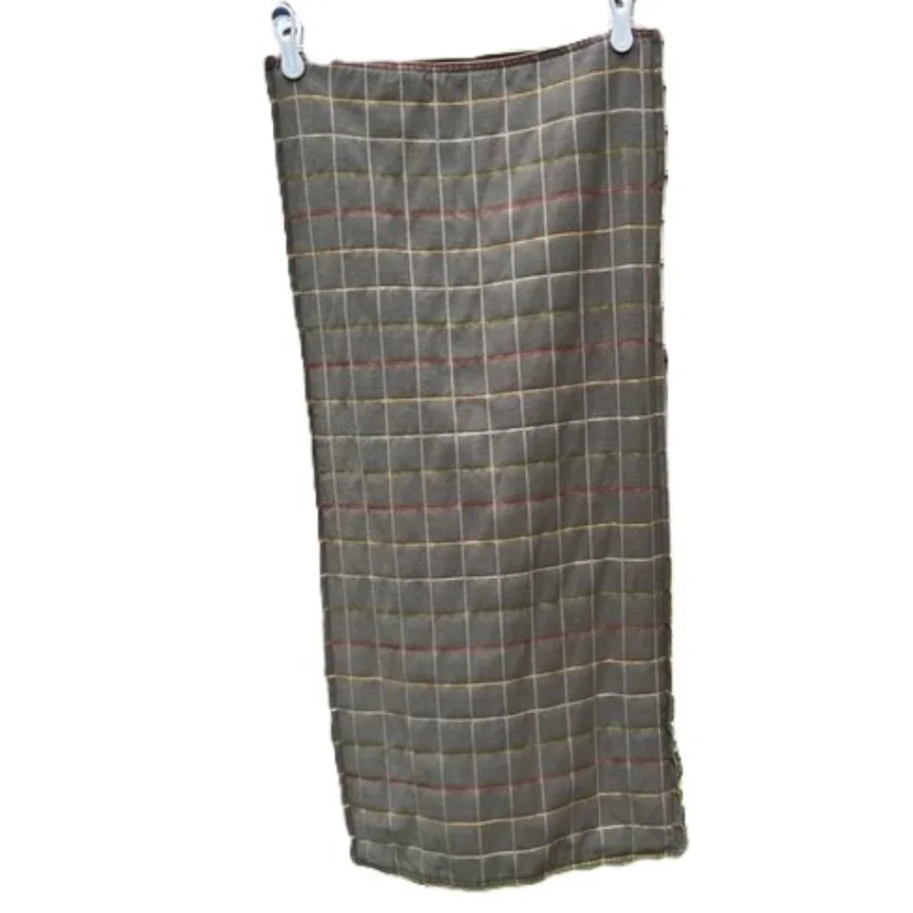 CRATE & BARREL Tattersall Zippered Pillow Cover Plaid Windowpane 16 x 36 inches